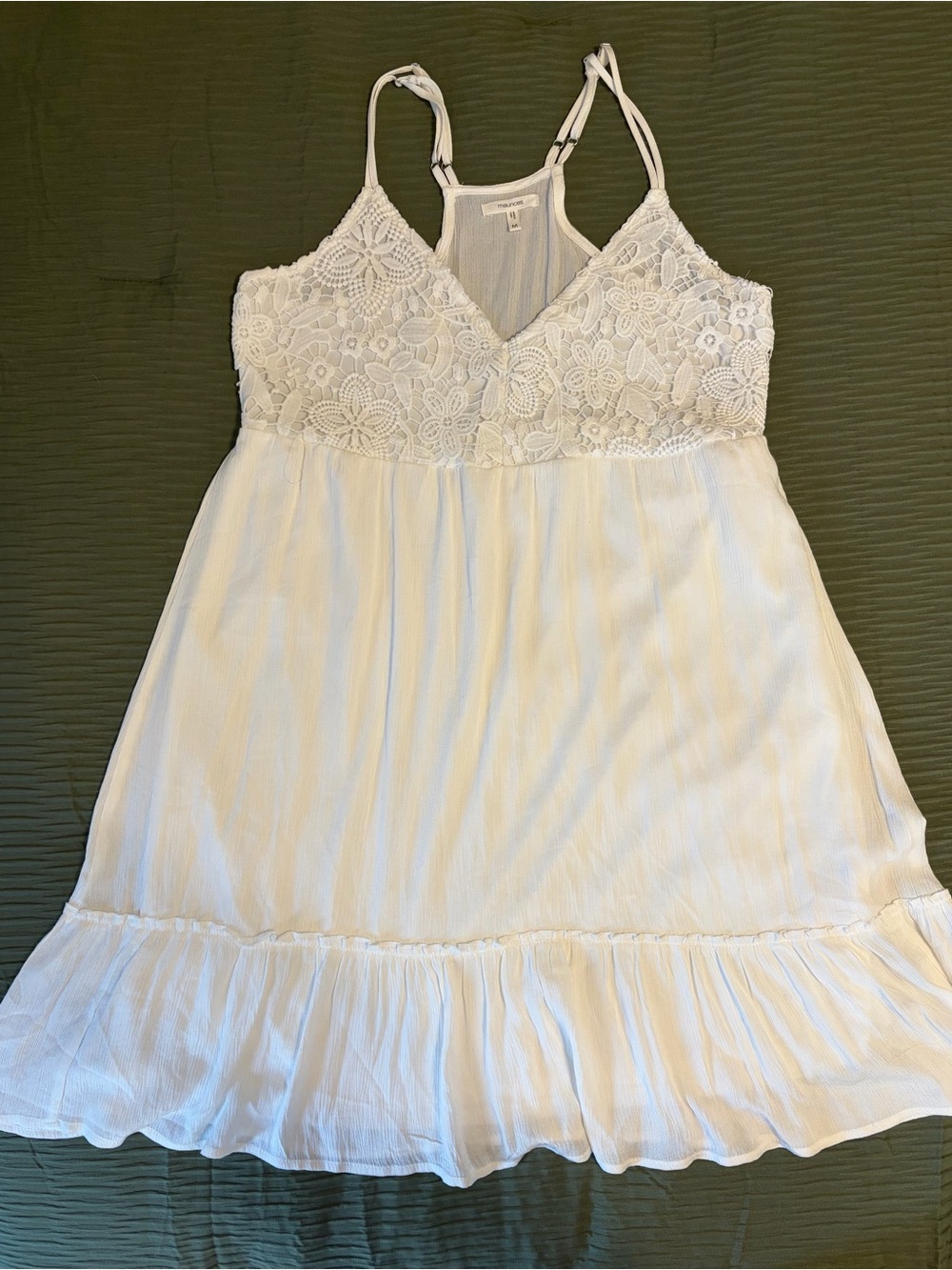 Maurices White Lace Bodice Spaghetti Strap Dress